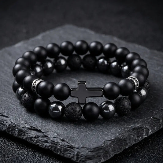 Midnight Cross Bracelet Duo
